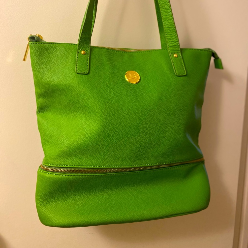Joy Mangano summer green double decker tote